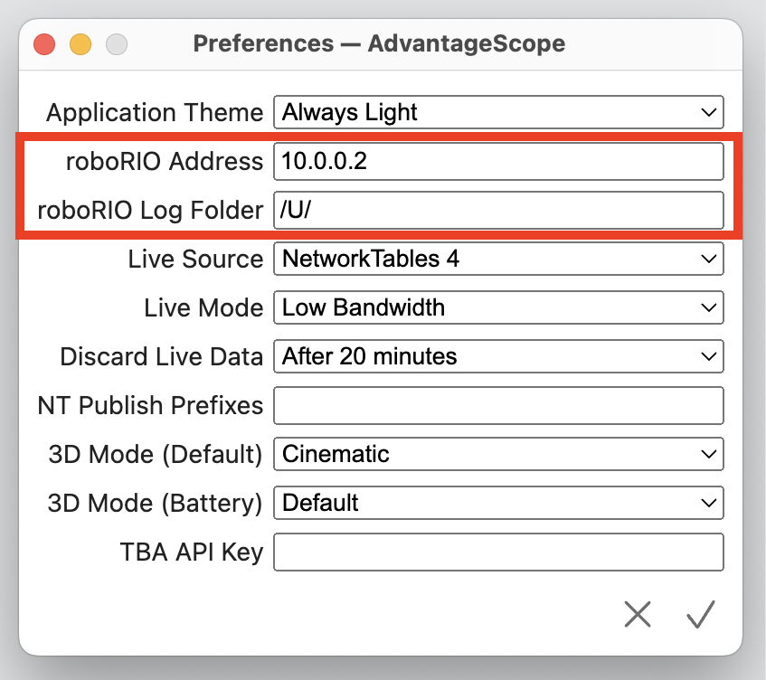 Diagram of roboRIO preferences